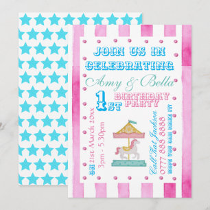 Convite de Aniversário de Meninas - Tema Carrossel