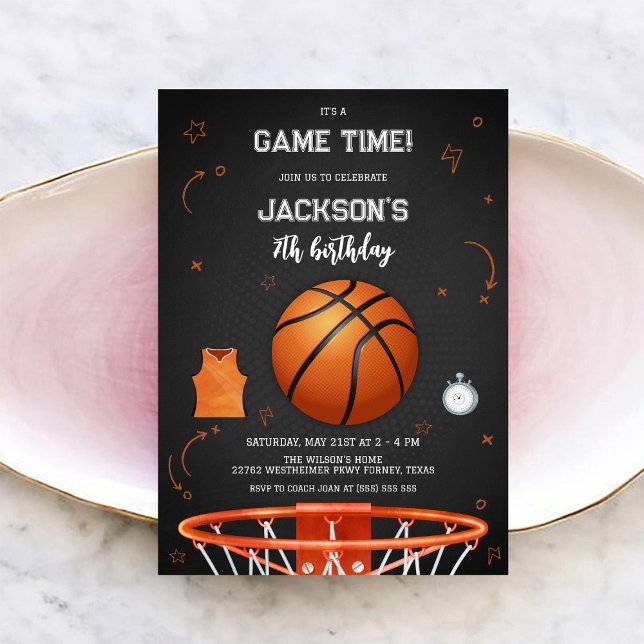 Convite de Aniversário de Menino Basquete Infantil (Criador carregado)