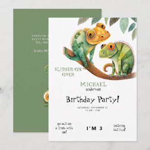 Convite de Aniversário de Menino com Lagarto Fofo