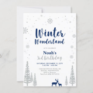 Convite de Aniversário de Menino de 3 anos Winter