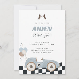Convite de Aniversário de Menino de Carro de Corri