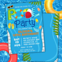Convite de Aniversário de Menino de Festa na Pisci