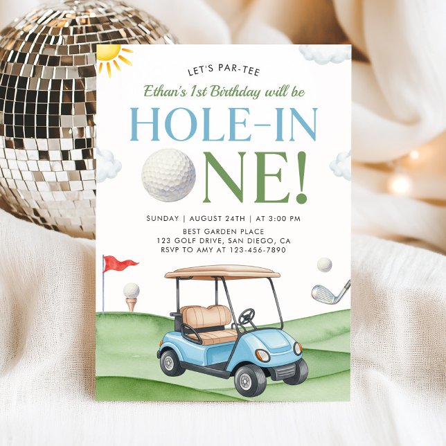 Convite de Aniversário de Menino de Golfe Hole In  (Criador carregado)