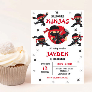 Convite de Aniversário de Menino Ninja Karate Kids