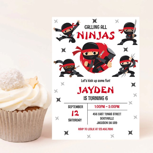 Convite de Aniversário de Menino Ninja Karate Kids (Criador carregado)