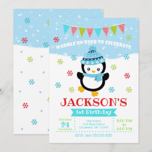 Convite De Aniversário De Menino Pinguim / Aposta