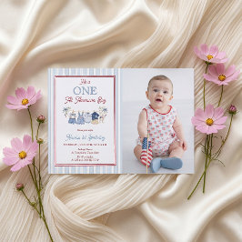 Convite de Aniversário de Menino Vermelho Branco A