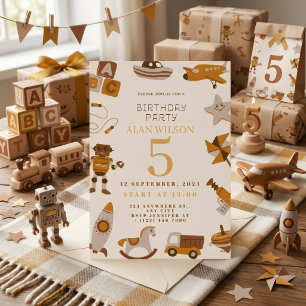 Convite de Aniversário de Meninos com Brinquedos R