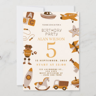 Convite de Aniversário de Meninos com Brinquedos R