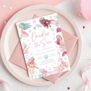 Convite de Aniversário de Mermaid Oneder the Sea E