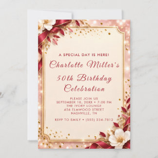Convite de Aniversário de Milestone em Dourado Bor