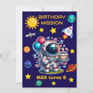 Convite de Aniversário de Missão de Astronauta Edi