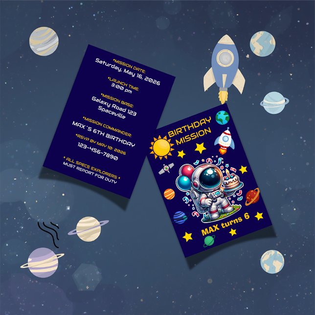 Convite de Aniversário de Missão de Astronauta Edi (Criador carregado)
