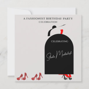 Convite de Aniversário de Moda Preta Glam Fab Sapa