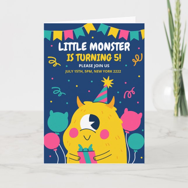 Convite de aniversário de monstro, Aniversário de  (Frente)