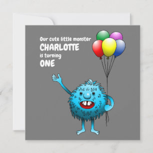 Convite de Aniversário de Monstro Fofinho e Bonito