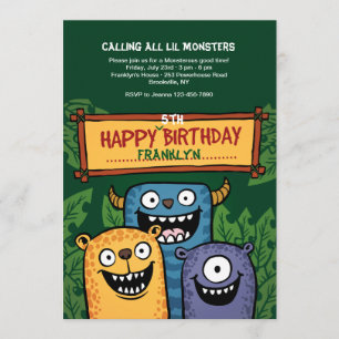 Convite de Aniversário de Monstros