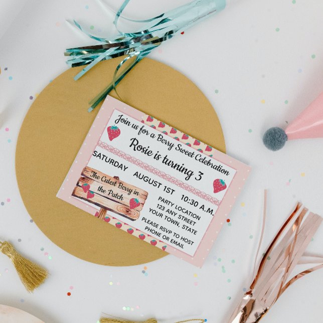 Convite de aniversário de morango (Criador carregado)