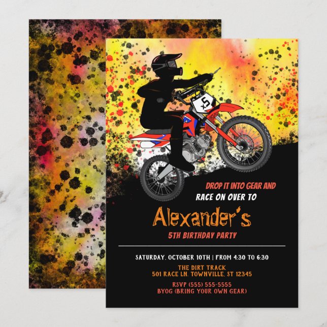 Convite de aniversário de moto/bicicleta de dieta (Frente/Verso)