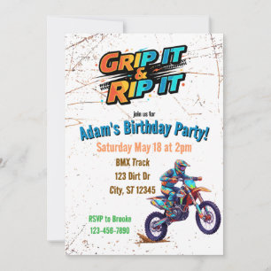 Convite de Aniversário de Moto de Trilha 'Segure e