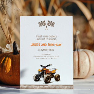 Convite de Aniversário de Moto Quadriciclo Laranja