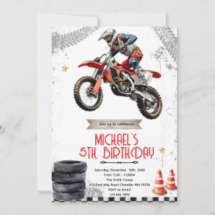 Convite de aniversário de motocross de moto de tri