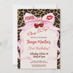 Convite de aniversário de mulher adulta Cereja no 