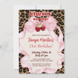 Convite de aniversário de mulher adulta Cherry On