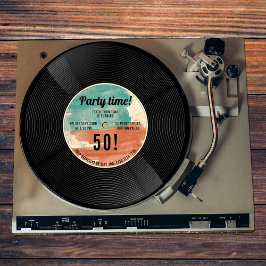Convite de aniversário de Música Retro Vinyl Recor