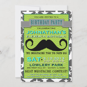 Convite de aniversário de Mustache Bash Chevron