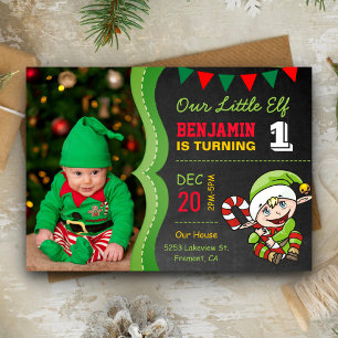 Convite de aniversário de Natal do Elf