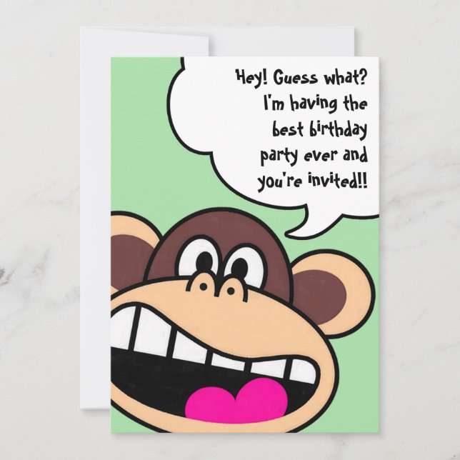 Convite de aniversário de Negócios Macacos (Frente)