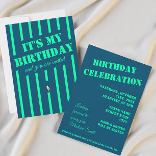 Convite de aniversário de néon azul