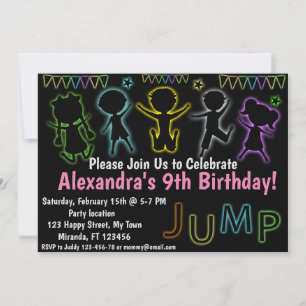 Convite de aniversário de Neon Jump