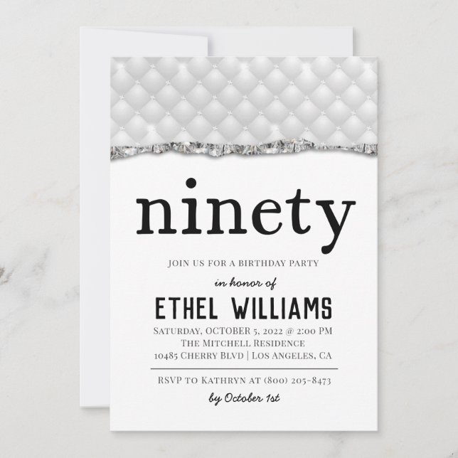 Convite de Aniversário de Ninety Diamond (Frente)