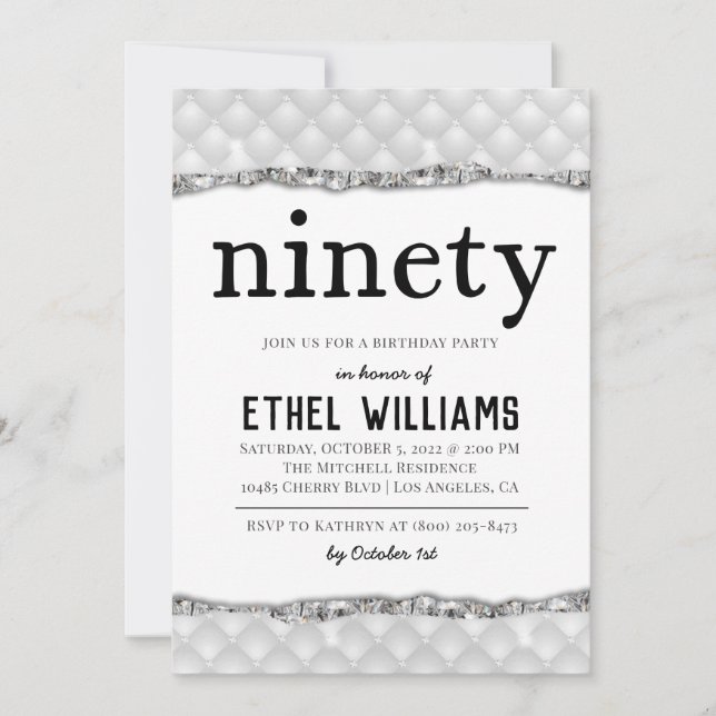 Convite de Aniversário de Ninety Diamond (Frente)