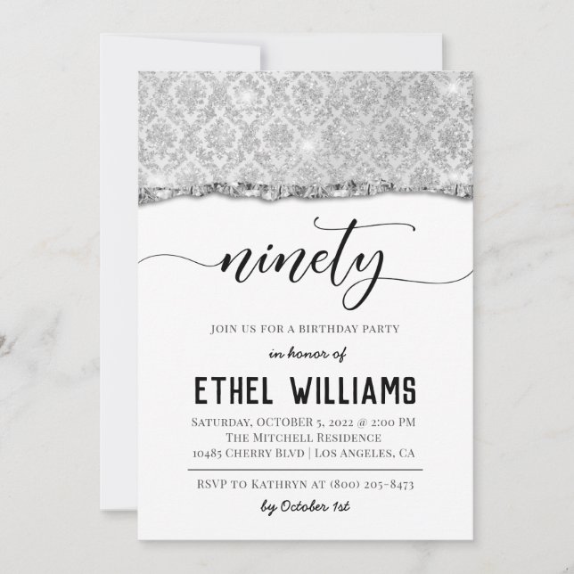 Convite de Aniversário de Ninety Diamond (Frente)