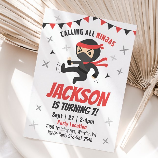 Convite de aniversário de Ninja (Ninja Birthday Invitation)
