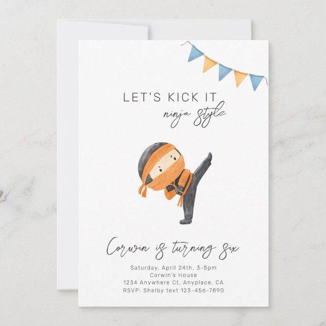 Convite de aniversário de Ninja | Convite de festa (Frente)
