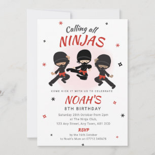 Convite de aniversário de Ninja - Partido do Karat