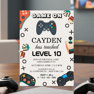 Convite de Aniversário de Nível de Jogo de Vídeo p