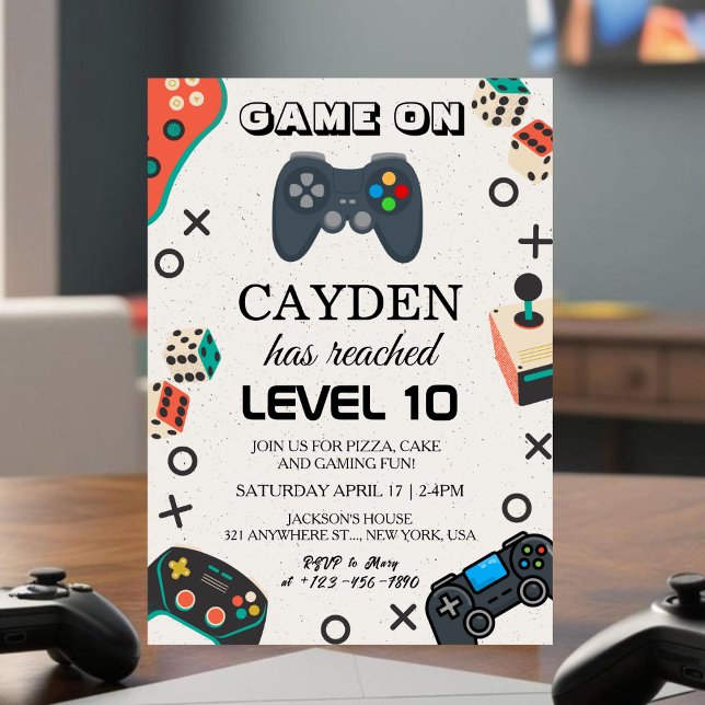 Convite de Aniversário de Nível de Jogo de Vídeo p (Criador carregado)