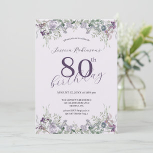Convite de Aniversário de Oitenta Anos Floral Lava