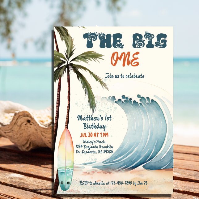 Convite de Aniversário de Onda Grande The Big One  (Criador carregado)