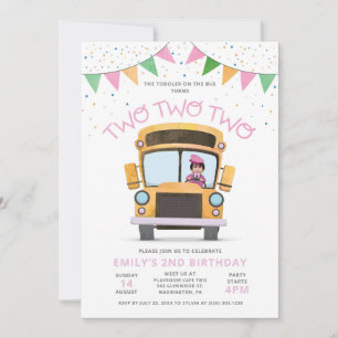 Convite de Aniversário de Ônibus para Menina de 2