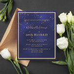 convite de aniversário de orçamento de ouro azul m<br><div class="desc">Um cartão de convite de aniversário moderno, moderno 50º (ou qualquer idade) para homens, caras, homens. Um fundo azul marinho. A cor azul é irregular. Com uma falso moldura dourada e um sprinkle confetti de ouro, letras coloridas de ouro. Personalize e adicione as informações de sua parte. Fundo: fundo azul...</div>
