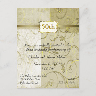 Convite de Aniversário de Ouro Chic