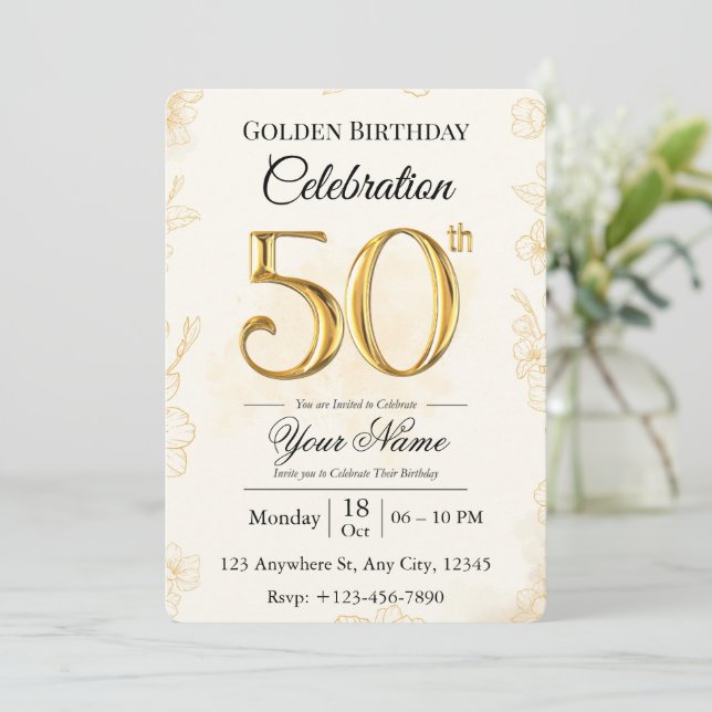 Convite de Aniversário de Ouro dos 50 anos  (Em pé/Frente)