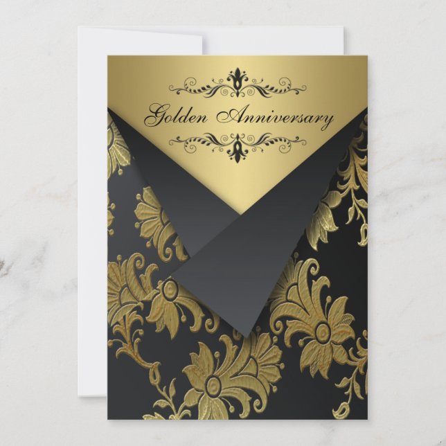 Convite de Aniversário de Ouro FAUX Flaps | Lustre (Frente)