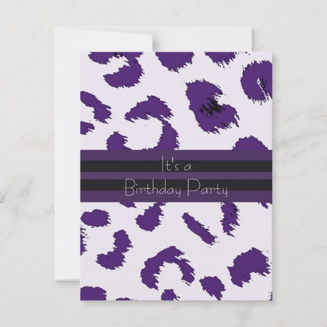 Convite de aniversário de padrão-leopardo roxo (Frente)